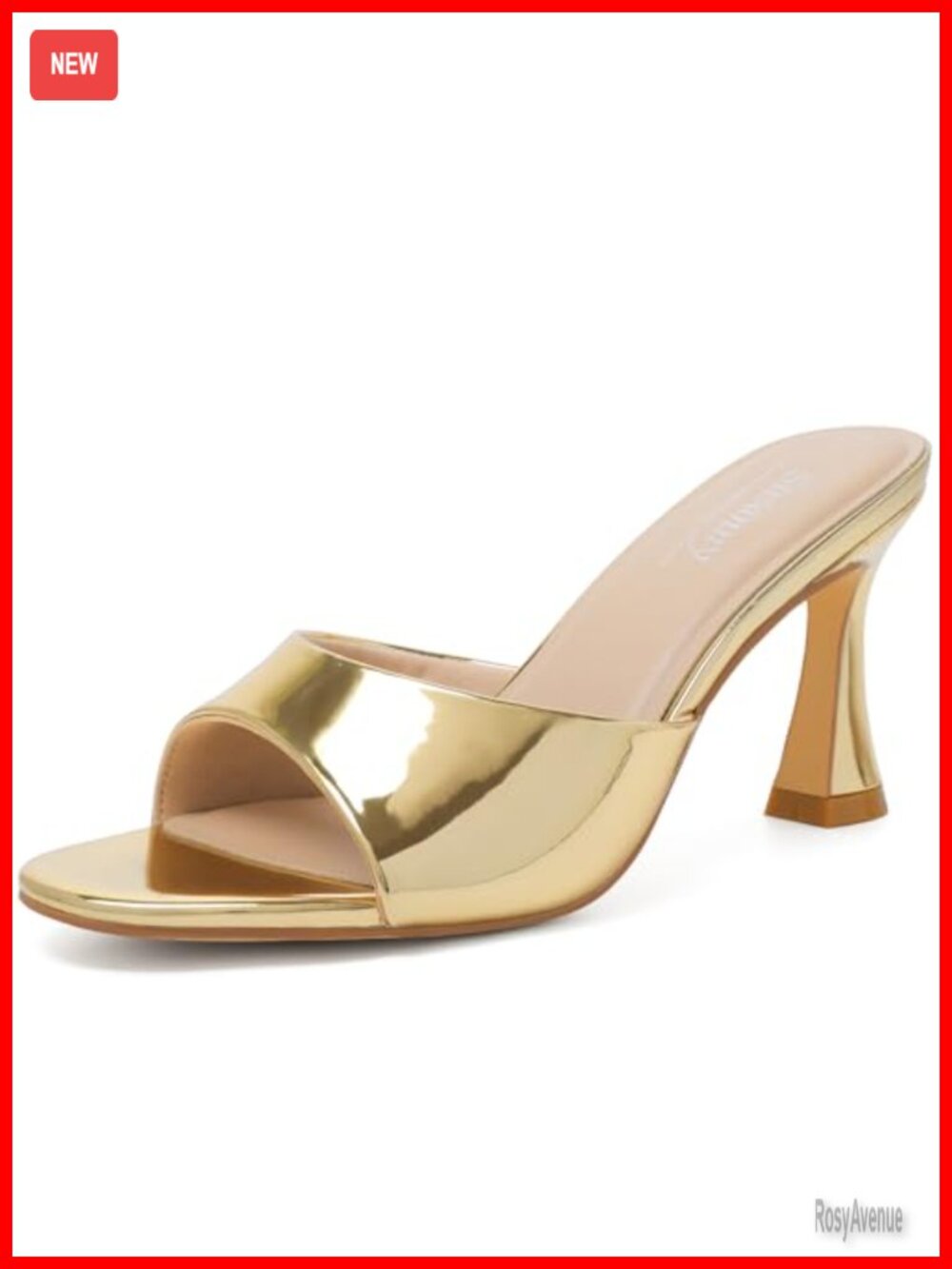 Susanny Women's Faux Leather Heeled Sandals Open Toe Ankle Strap Wedding Prom
